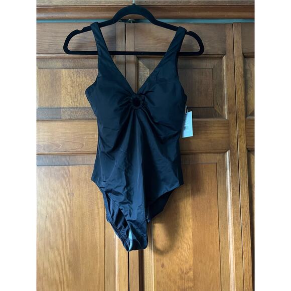NWT Andie Women's The Bonita One Piece Smooth Eco-Nylon Swimsuit Black Size S - Picture 2 of 15